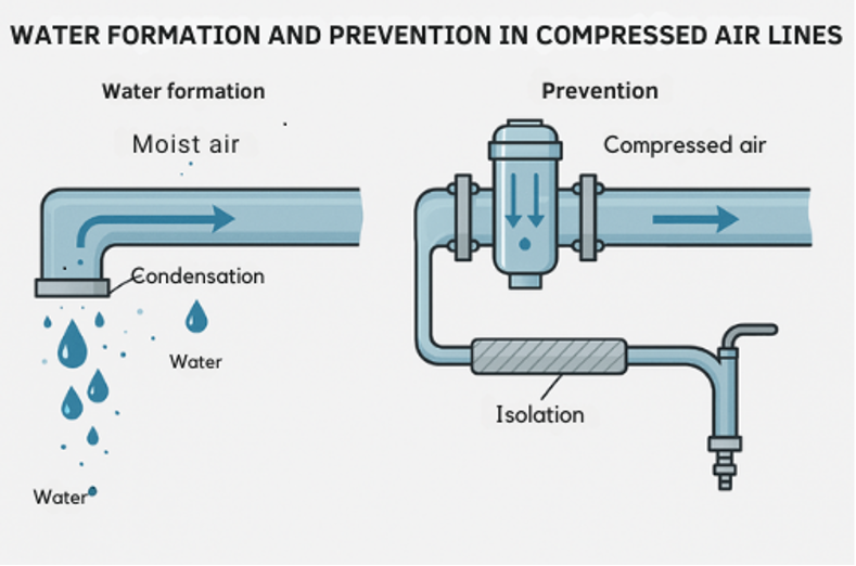 Atmospheric air naturally contains water vapor, which varies with temperature and humidity.