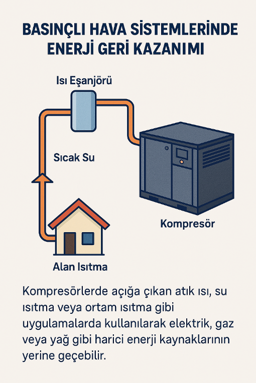 Kompresörler çalışırken havayı sıkıştırmak için elektrik enerjisini kullanır.